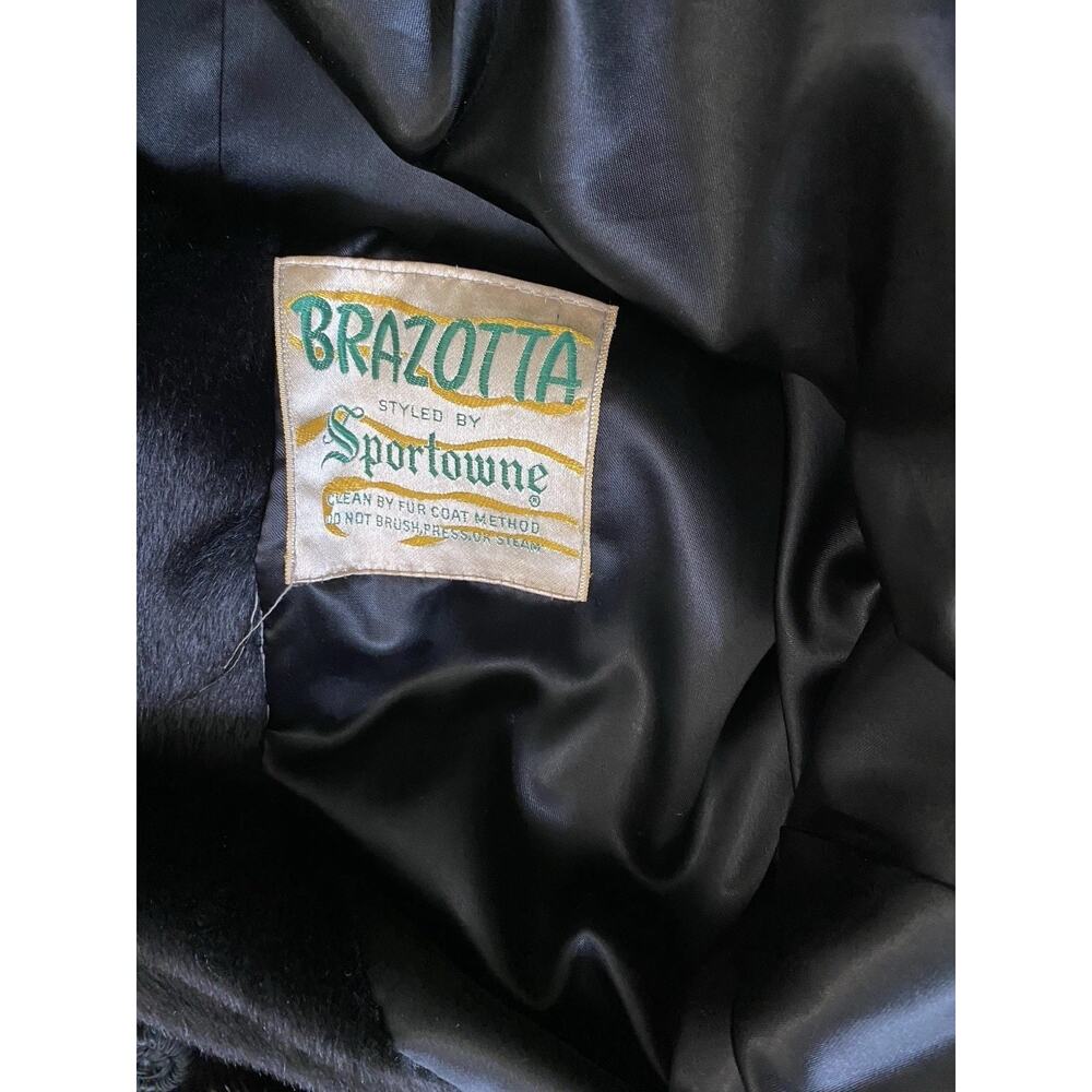 1950s 60s Black Mink Collar Fur Swing Coat Mad Men Mod Trapeze Women’s S M - Picture 9 of 11